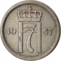 25 Øre 1952-1957, KM# 401, Norway, Haakon VII
