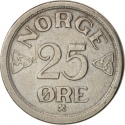 25 Øre 1952-1957, KM# 401, Norway, Haakon VII