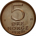 5 Øre 1973-1982, KM# 415, Norway, Olav V