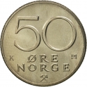 50 Øre 1974-1996, KM# 418, Norway, Olav V