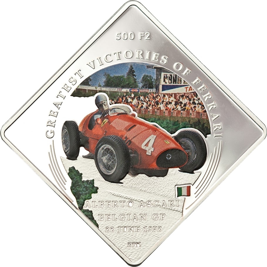 1 Dollar 2011, Palau, Greatest Victories of Ferrari, 1952 Belgian Grand Prix: Alberto Ascari