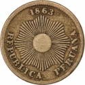 1 Centavo 1863-1864, KM# 187.1, Peru