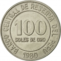 100 Soles de Oro 1980-1982, KM# 283, Peru