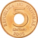 5 Sentimo 1995-2016, KM# 268, Philippines
