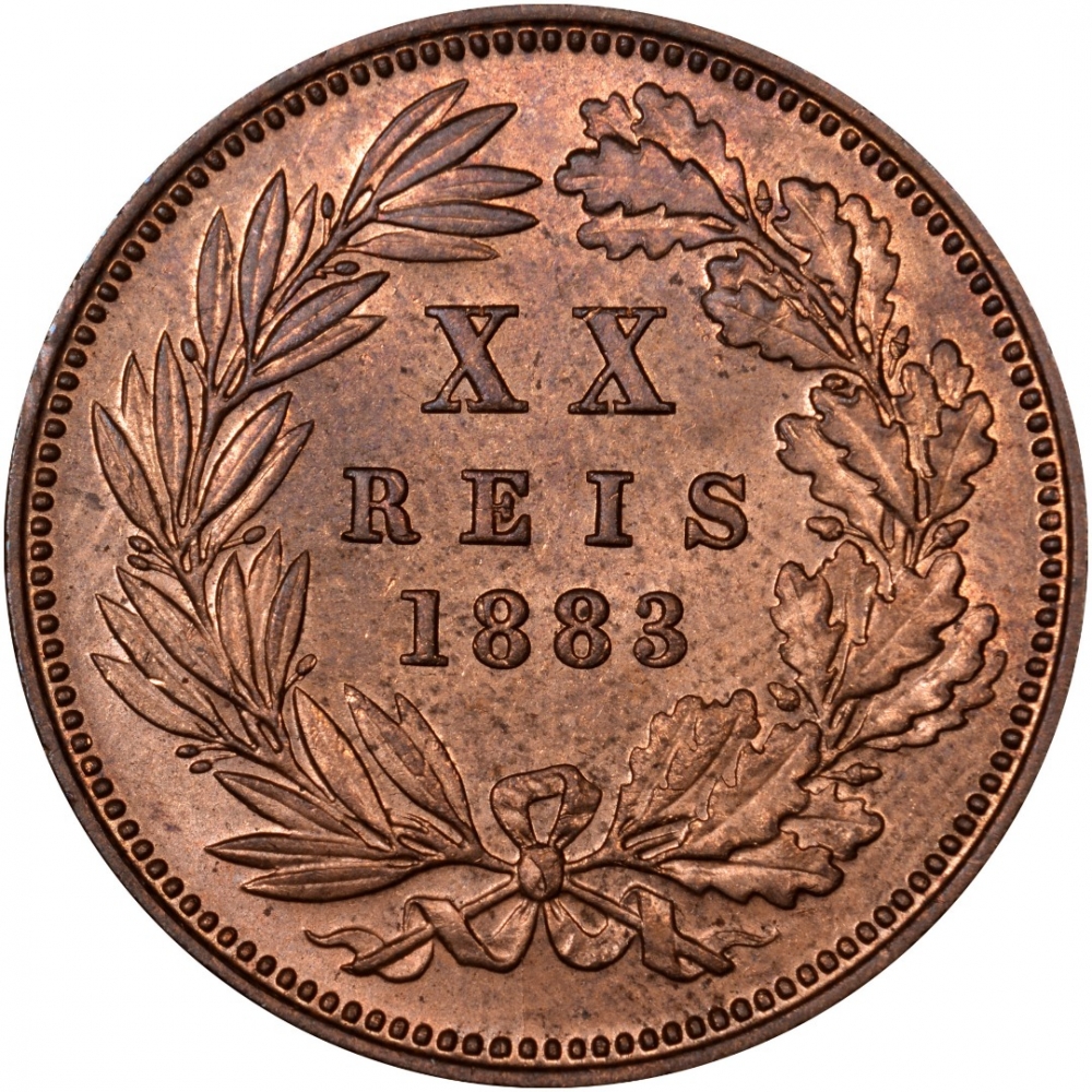 20 Reis 1882-1886, KM# 527, Portugal, Luís I