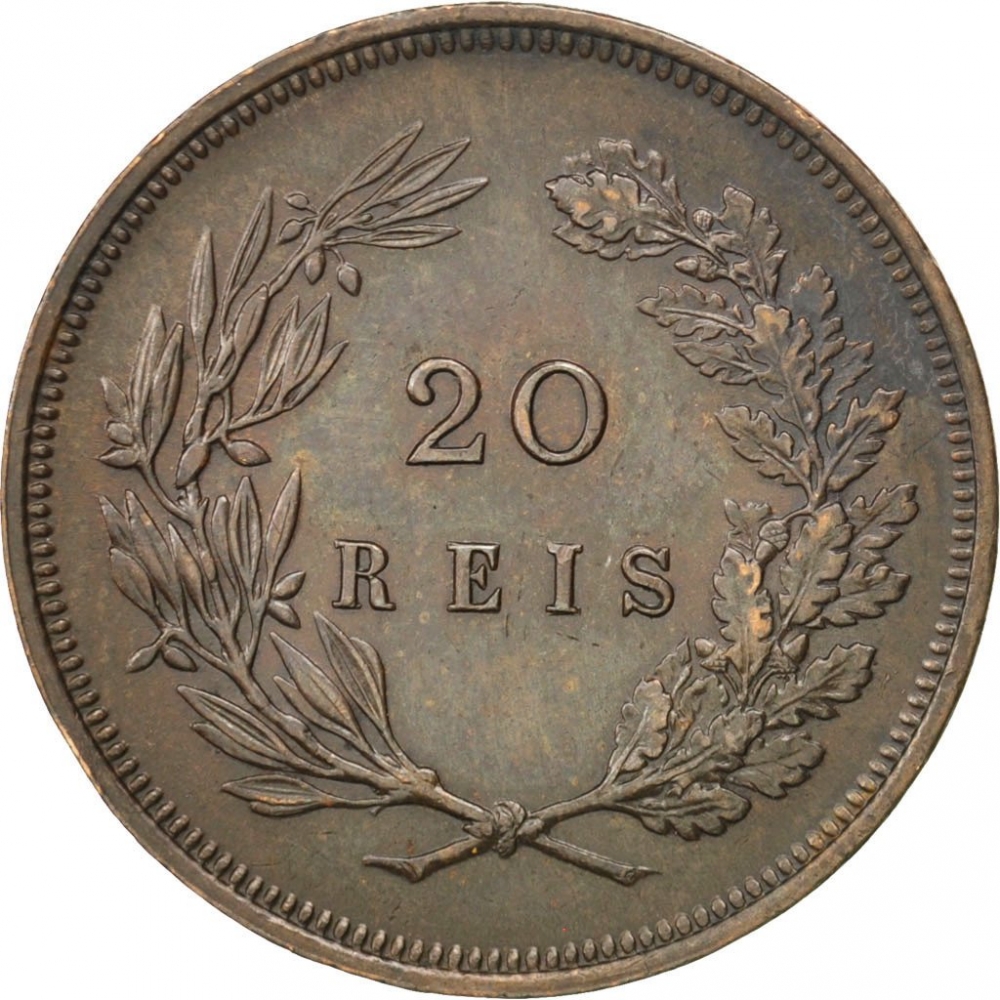 20 Reis 1891-1892, KM# 533, Portugal, Carlos I, Without mintmarks