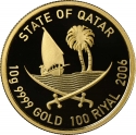 100 Riyals 2006, KM# 21, Qatar, Hamad bin Khalifa Al Thani, Doha 2006 Asian Games, Lanner Falcon