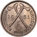 6 Pence 1948-1952, KM# 21, Rhodesia, Southern, George VI