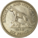 6 Pence 1955-1963, KM# 4, Rhodesia and Nyasaland, Elizabeth II