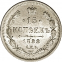 15 Kopecks 1867-1917, Y# 21a, Russia, Empire, Alexander II, Alexander III, Nicholas II