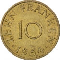 10 Franken 1954, KM# 1, Saar, Protectorate
