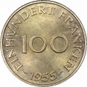 100 Franken 1955, KM# 4, Saar, Protectorate