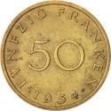 50 Franken 1954, KM# 3, Saar, Protectorate