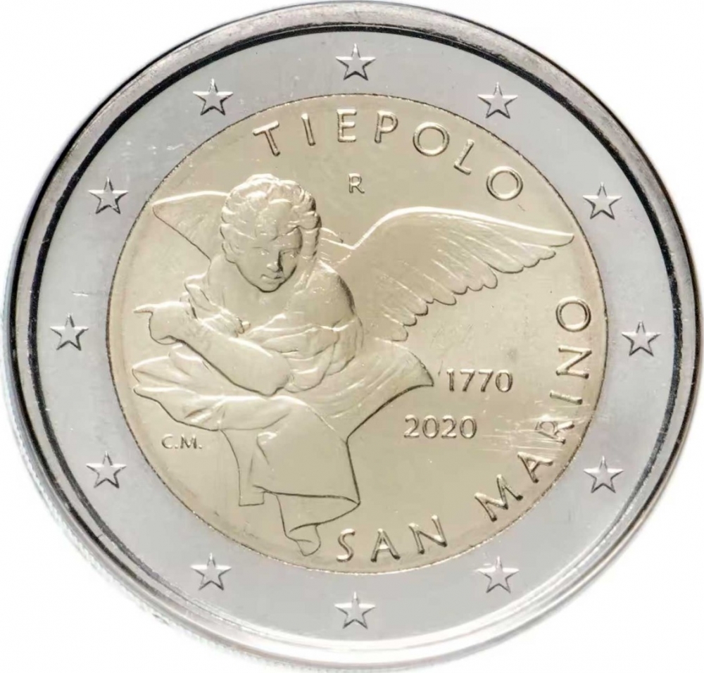 2 Euro 2020, KM# 590, San Marino, 250th Anniversary of Death of Giovanni Battista Tiepolo