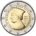 2 Euro 2022, KM# 612, San Marino, 530th Anniversary of Death of Piero della Francesca