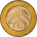 1000 Lire 1998, KM# 384, San Marino, Towards the Third Millennium - Man and Science, Geology