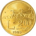 200 Lire 1989, KM# 238, San Marino, 16 Centuries of History, Profile of Mount