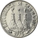 50 Lire 1975, KM# 45, San Marino, Animals, Salmons