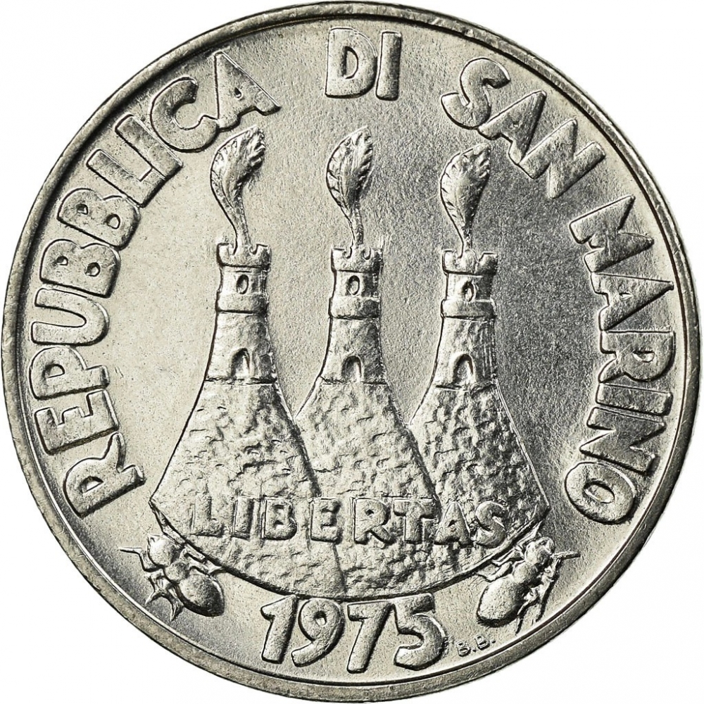 50 Lire 1975, KM# 45, San Marino, Animals, Salmons