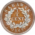 1/4 Cent 1863, KM# 1, Sarawak, James Brooke