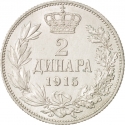 2 Dinara 1904-1915, KM# 26, Serbia, Kingdom, Petar I Karađorđević