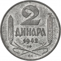 2 Dinara 1942, KM# 32, Serbia, Republic