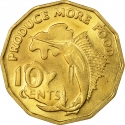 10 Cents 1977, KM# 32, Seychelles, Food and Agriculture Organization (FAO), Produce More Food