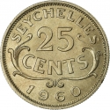 25 Cents 1953-1974, KM# 11, Seychelles, Elizabeth II