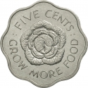 5 Cents 1972-1975, KM# 18, Seychelles, Elizabeth II, Food and Agriculture Organization (FAO), Grow More Food