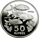 50 Rupees 1978, KM# 39, Seychelles, Conservation, Squirrelfish