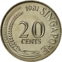 20 Cents 1967-1985, KM# 4, Singapore