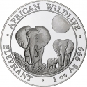 100 Shillings 2014, KM# 254, Somalia, African Wildlife, Elephant