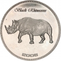 25 Shillings 2006, KM# 164, Somalia, Fauna, Black Rhinoceros