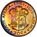 20 Cents 1961-1964, KM# 61, South Africa
