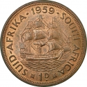 1 Penny 1953-1960, KM# 46, South Africa, Elizabeth II