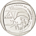 2 Rand 2004, KM# 334, South Africa, 10th Anniversary of the First Multiracial Elections