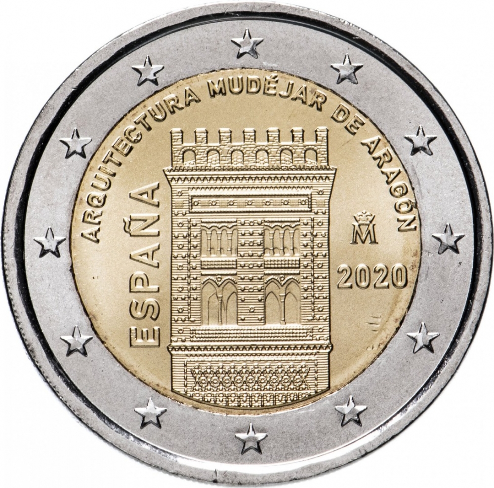 2 Euro 2020, Spain, Felipe VI, UNESCO World Heritage, Mudéjar Architecture of Aragon