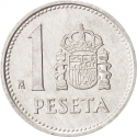 1 Peseta 1982-1989, KM# 821, Spain, Juan Carlos I