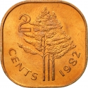 2 Cents 1974-1982, KM# 8, Swaziland (eSwatini), Sobhuza II