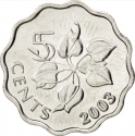 5 Cents 1995-2010, KM# 48, Swaziland (eSwatini), Mswati III