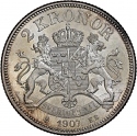 2 Kronor 1906-1907, KM# 773, Sweden, Oscar II