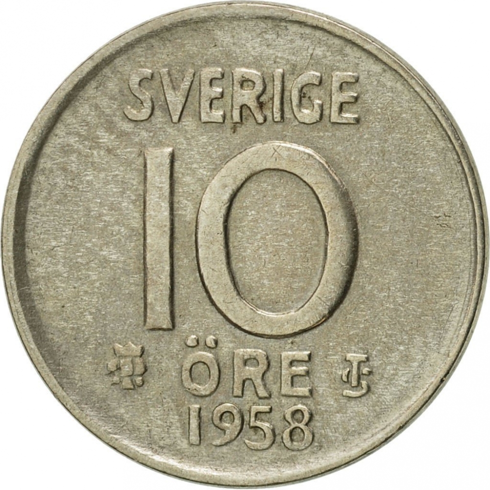 10 Ore Sweden 1952 1962 Km 823 Coinbrothers Catalog