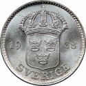 25 Öre 1910-1941, KM# 785, Sweden, Gustaf V
