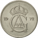 25 Öre 1962-1973, KM# 836, Sweden, Gustaf VI Adolf