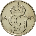 25 Öre 1976-1984, KM# 851, Sweden, Carl XVI Gustaf
