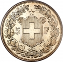 5 Francs 1888-1916, KM# 34, Switzerland