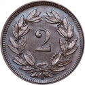 2 Rappen 1850-1941, KM# 4, Switzerland