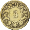 5 Rappen 1850-1877, KM# 5, Switzerland