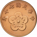 1/2 Yuan 1981-2004, Y# 550, Taiwan, Republic of China