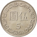 5 New Dollars 1981-2018, Y# 552, Taiwan, Republic of China